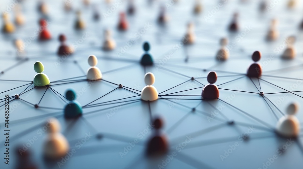 Aufkleber background with a network of connected dots and lines, a social media concept for community building