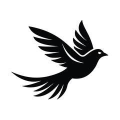 Obraz premium Clean Flying Bird and Branch Silhouette