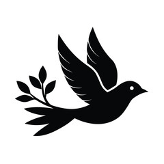 Fototapeta premium Flying Bird with Soft Branch Silhouette