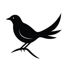 Fototapeta premium Flying Bird Branch Silhouette Vector Art