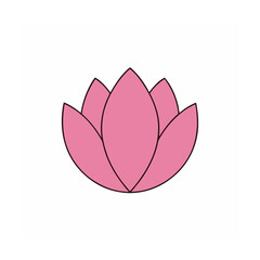 Obraz premium Cute Pink Cartoon Flower Vector Clipart Floral Design on White Background