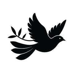 Fototapeta premium Bird Flying with Branch Silhouette Design