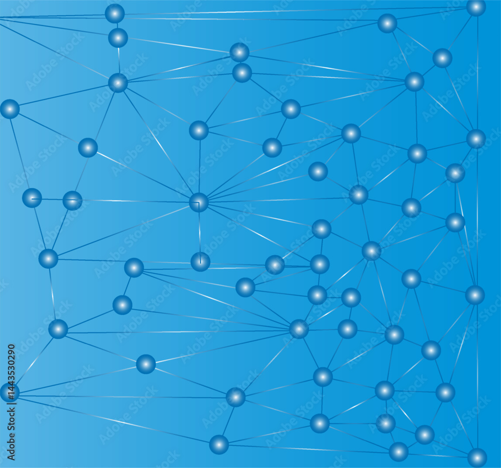 Aufkleber futuristic digital network with glowing blue spheres and connections, high-tech abstract visualizati