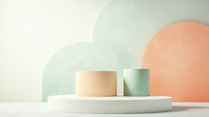 Cosmetic Podiums on Soft Pale Tones – Minimal Elegance for Beauty Brands