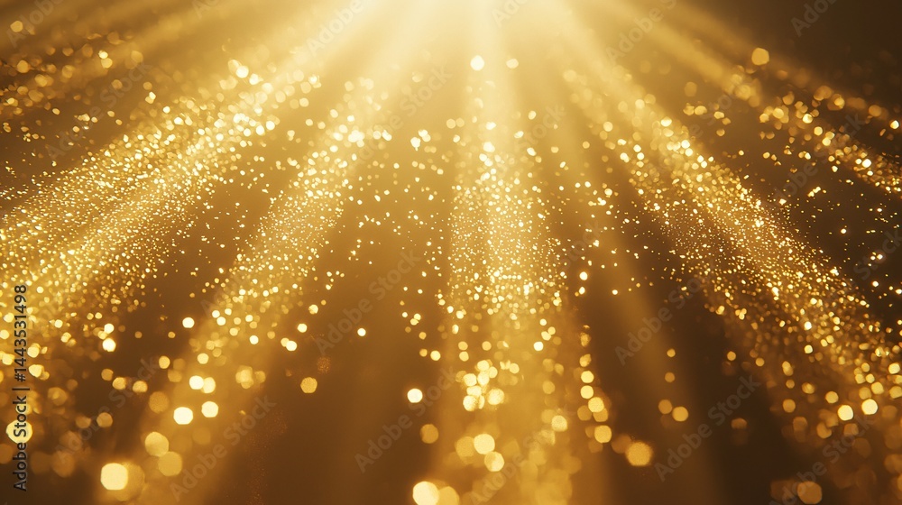 Poster bright light shining down from above creating a beautiful golden glow that illuminates the space wit