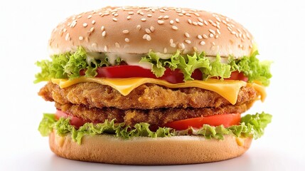 Freshly Made Chicken Burger with Lettuce, Tomato, and Cheese