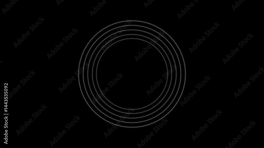 Poster abstract glowing spiral lines circular shape rotating on black background download progress, line an