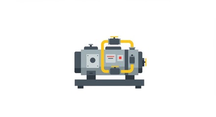 Fototapeta premium Stylized flat graphic art of a minimalist gas compressor skid package on white