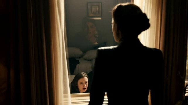 A reflective nightmare: Scared Boys Hide From Stepmother Who Finds Them