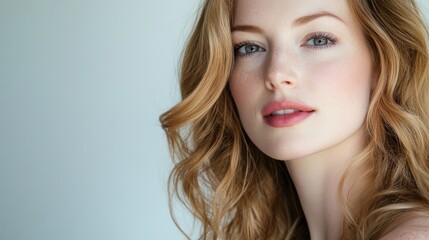 Naklejka premium Attractive woman with healthy hair and flawless skin