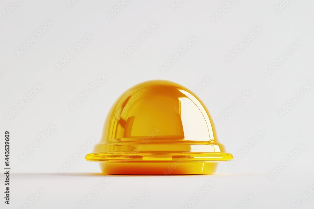 Poster a shiny golden dome shaped object with a ring around it on a white background in a studio shot