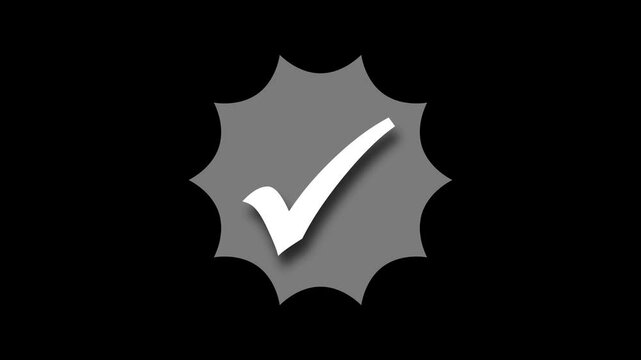 Checkmark in Starburst Symbol, Animated 3D Tick Mark