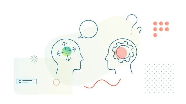 Unlock Creative Potential with curious mindset  and discussions - Abstract Animated Illustration as MP4 File