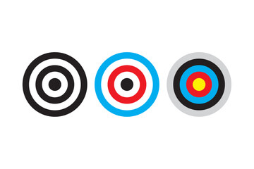 Set of Bullseye Target Icons – Archery, Accuracy, and Goal Achievement Symbols in Vector Style