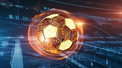 Futuristic Soccer Ball with Digital Elements in Motion - Powered by Adobe