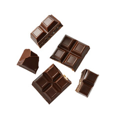 pieces of chocolate isolated on transparent background