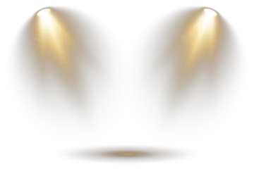 Selbstklebende Fototapeten Licht, Schatten Concert spotlight glows brightly with sharp focused beam. Studio lighting radiates softly in controlled radial arcs. Scene lights simulate professional entertainment environments. Light beams  © Максим Славов