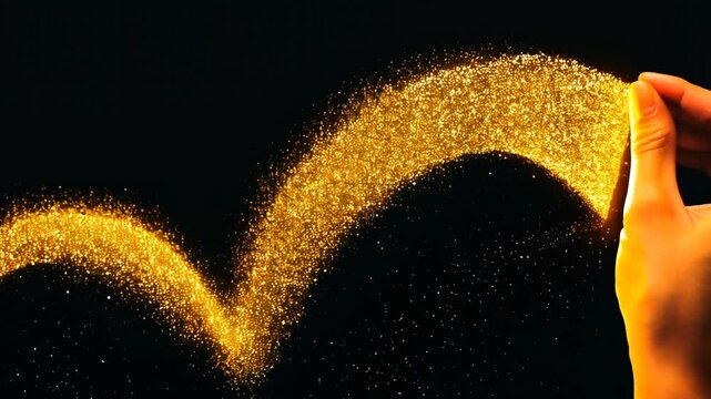 Hand Drawing Glowing Glitter Heart with Sparkle and Fade Effect