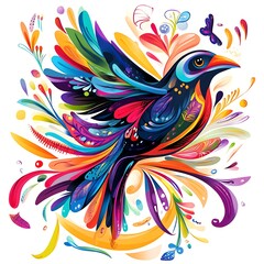 Obraz premium Brightly colored stylized bird with flowing lines and vibrant hues