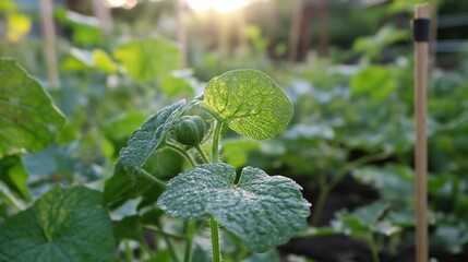 Cucumber plant in garden