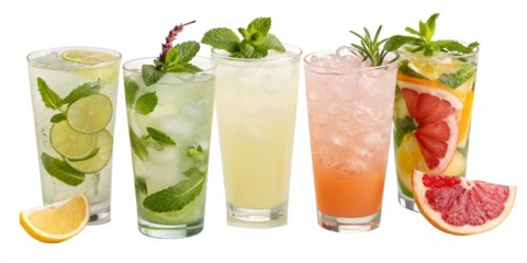 i'myo green grape ade base: a refreshing korean drink, mojito cocktail isolated on white background