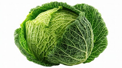 Fototapeta premium Fresh and Crisp Green Cabbage Isolated on White Background