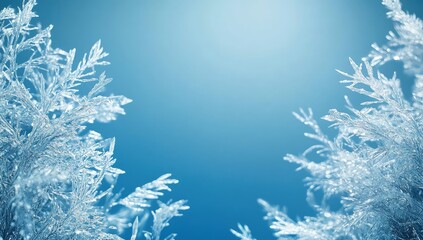 Frozen branches against a vibrant blue backdrop