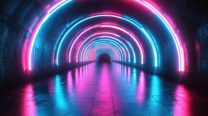 Neon Tunnel: A Futuristic Vision of Light and Color