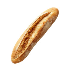 Fresh baguette with crumbs on transparent background showcasing its golden crust and soft interior, Fresh Baguette with Crumbs isolated on transparent background