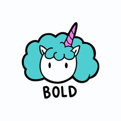 unicorn ear with star earring, slogan Bold