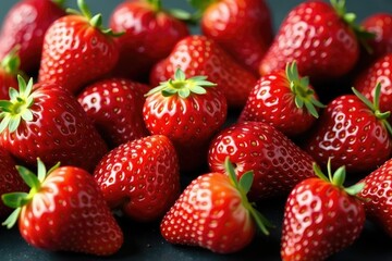 Freshly picked strawberries, vibrant red, juicy, ripe, sweetness