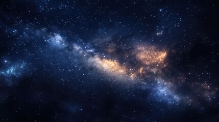 Obraz premium Cosmic Beauty: A Vast Dark Sky with Shimmering Stars and Glowing Galaxies