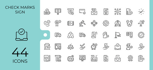 Check marks sign icon set. Contains such icons as check, checkmark, checkbox, confirm, mark and more. Checkbox modern icon set. Signs for web and mobile app.