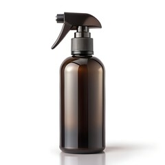 Dark Bottle with Spray Nozzle on White Background