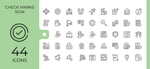 Check marks sign icon set. Contains such icons as check, checkmark, checkbox, confirm, mark and more. Checkbox modern icon set. Signs for web and mobile app.