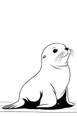 Fototapeta premium Sea Lion Pup Coloring Page