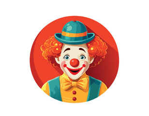 Clown with orange hair and a hat