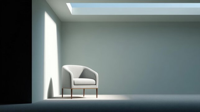 Empty room with a modern design. the room has a high ceiling with a skylight that allows natural light to enter the space.