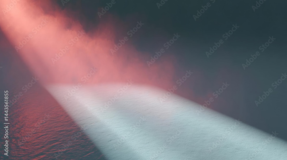 Poster digital art piece that appears to be a photograph of a fog or mist. the fog is a bright pink color a