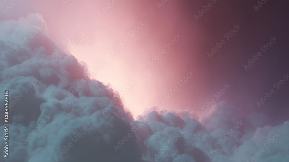 Poster close-up of a group of clouds. the clouds are white and fluffy, and they appear to be floating in th