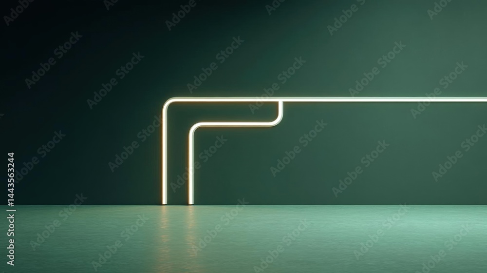Poster 3d rendering of a long, straight line that forms the shape of a letter 