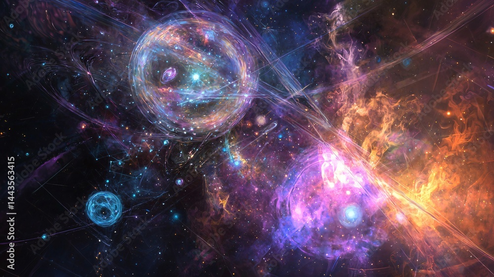 Poster gorgeous nebula abounding with glimmering stars creating an awe-inspiring cosmic scene filled with c