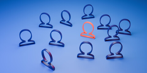 Group of peouple with leader. 3d render