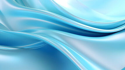 Fototapeta premium Glossy Light Blue Abstract Wave Background in 3D