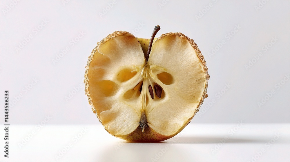 Poster cross-section view of unique apple slice with intriguing texture