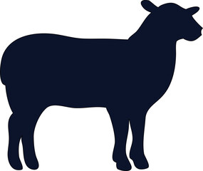 Sheep silhouette vector isolated on white background, farm animal icon, livestock shape, wool animal clipart, cartoon illustration for agriculture, nature, or rural design projects.