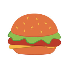 Hamburger cartoon illustration. Fast food. Vector
