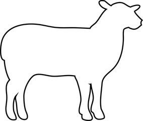 Sheep outline vector isolated on white background, farm animal icon, livestock shape, wool animal clipart, cartoon illustration for agriculture, nature, or rural design projects.