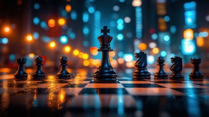 Strategic chess game in urban setting
