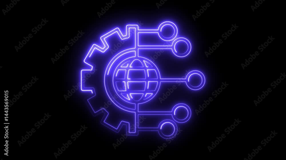 Poster neon global network automation artificial intelligence concept